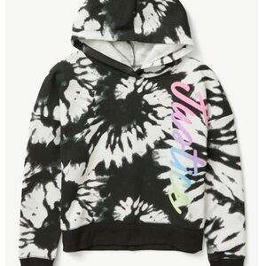 Justice Girls Everyday Faves Fleece Hoodie Sweatshirt Black White Large (12/14)